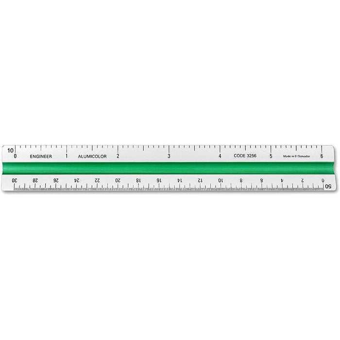 Alumicolor Engineer Color-Coded Solid Drafting Scale 6in Silver