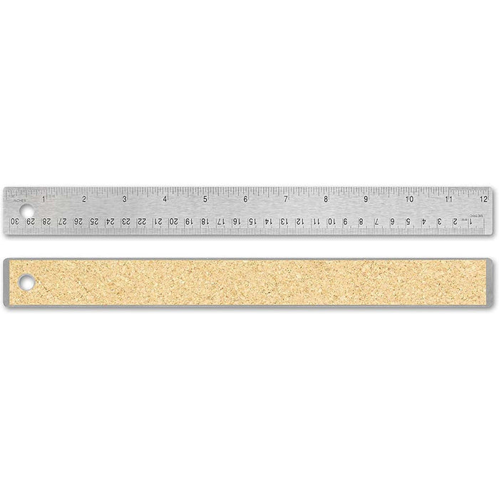 Alumicolor Stainless Steel Ruler w Cork Back 12in