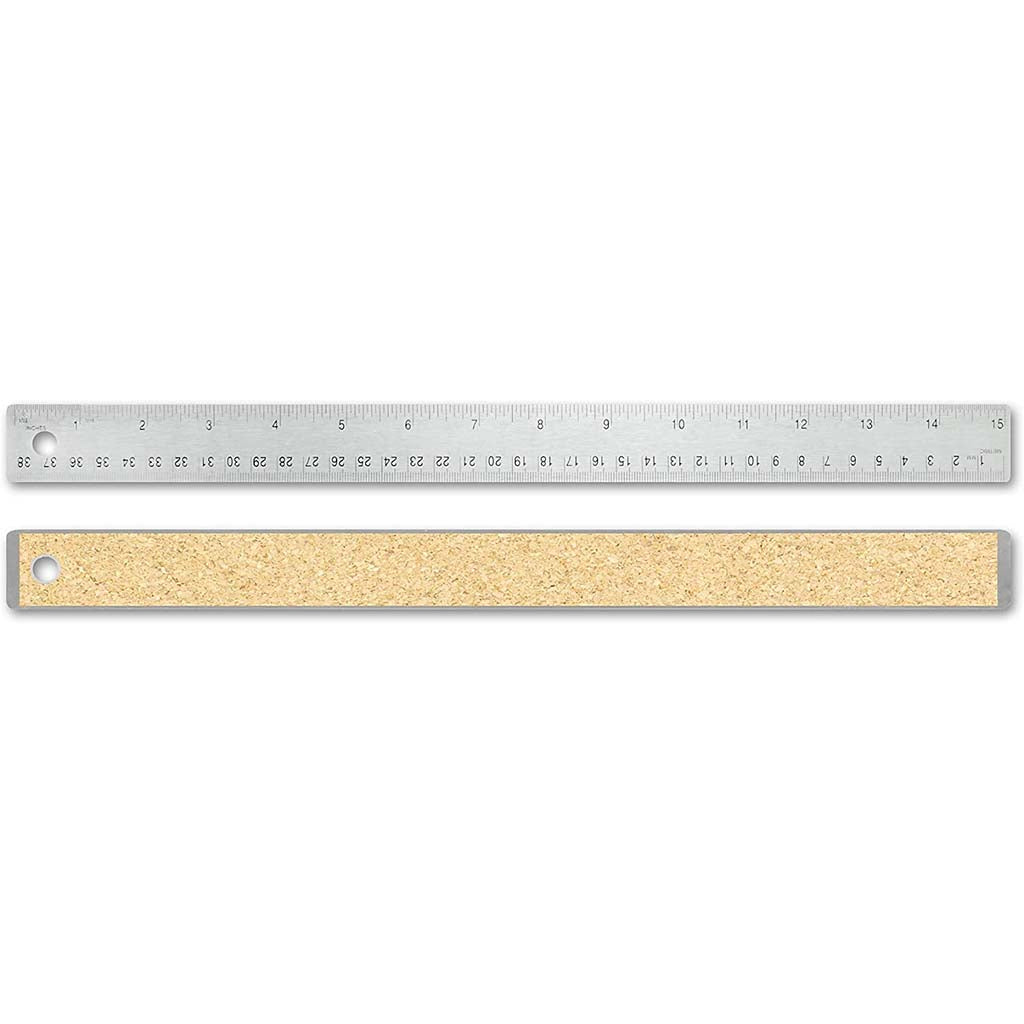 Alumicolor Stainless Steel Ruler w Cork Back 15in