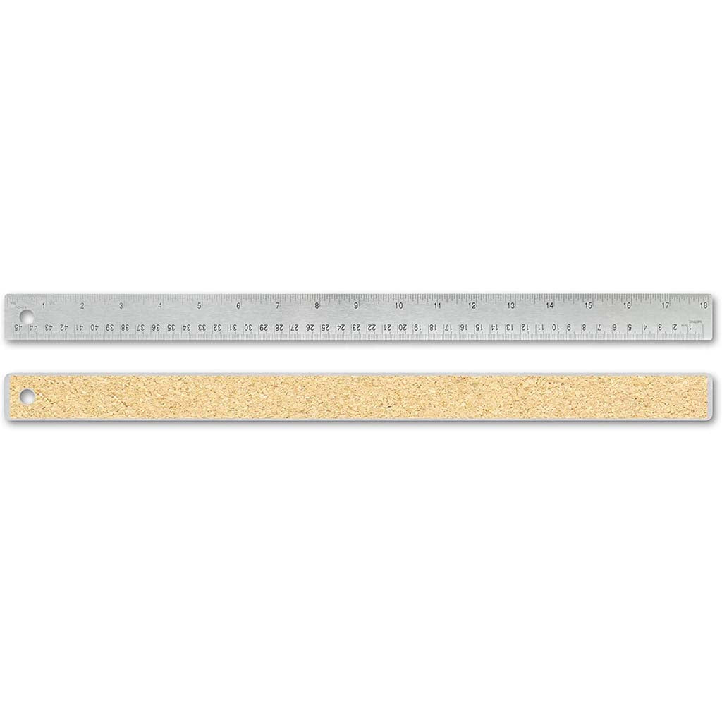 Alumicolor Stainless Steel Ruler w Cork Back 18in