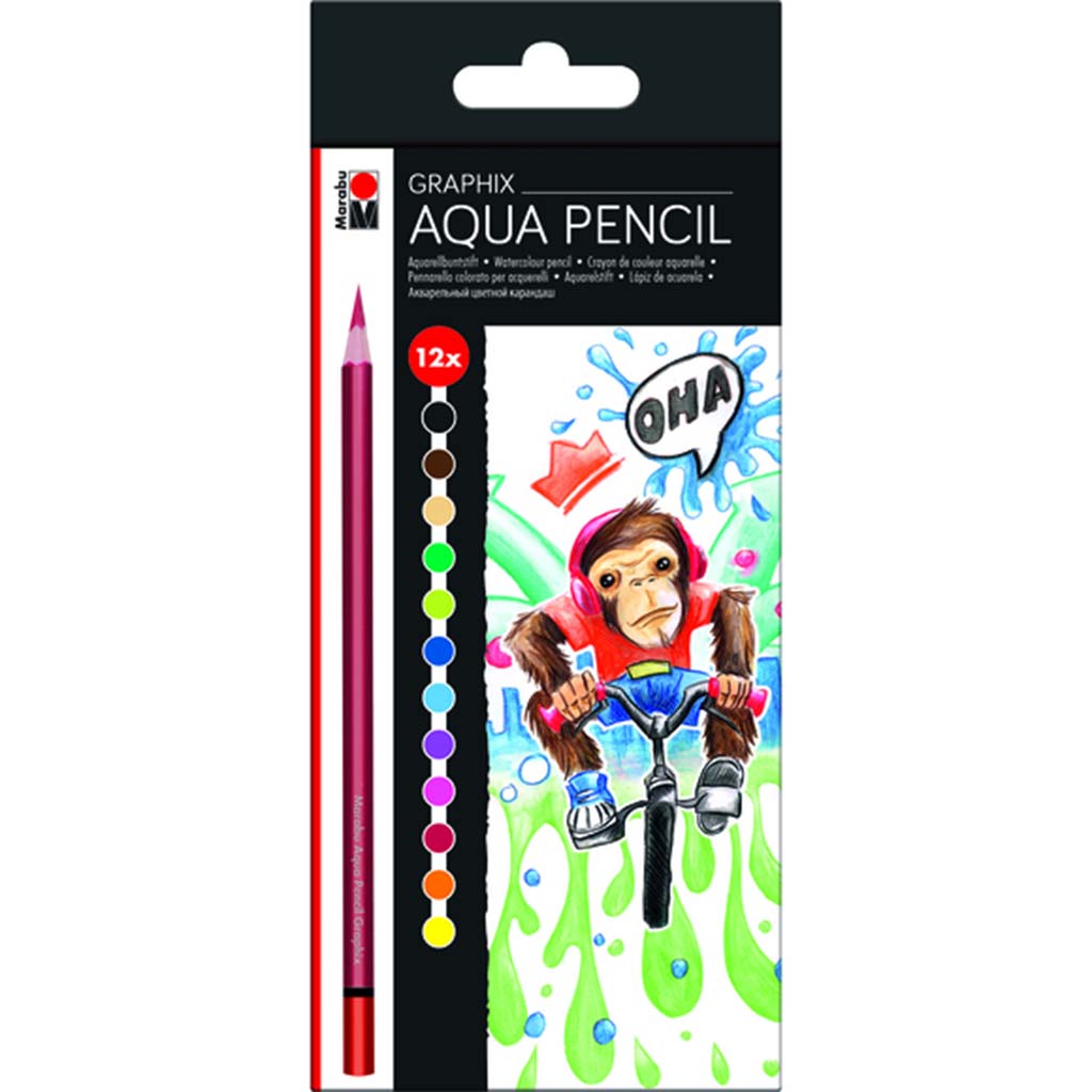 Marabu Funky Monkey Aqua Pencil Wood Multicolor Set of 12