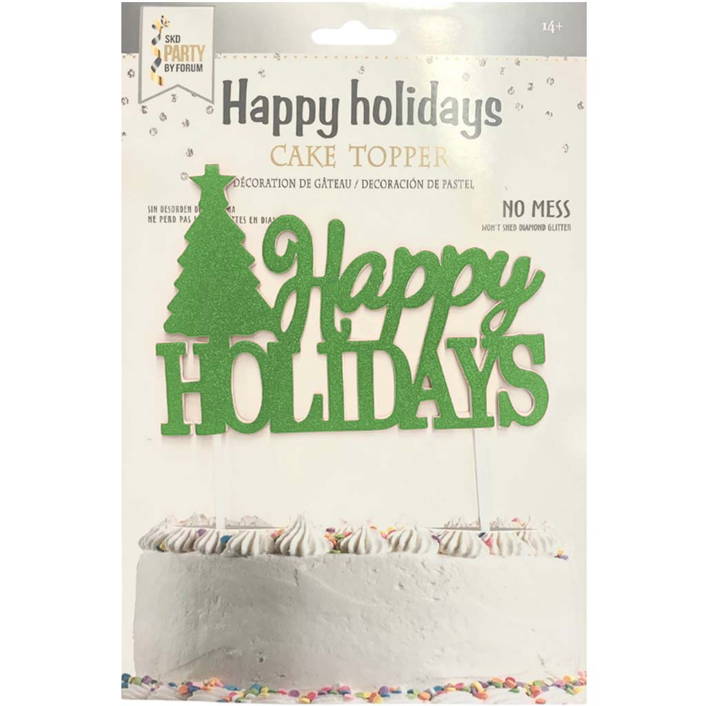 Cake Topper Happy Holiday Green