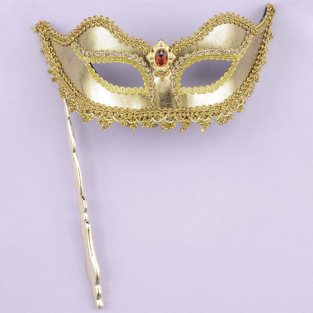 Venetian Mask with Stick, Gold