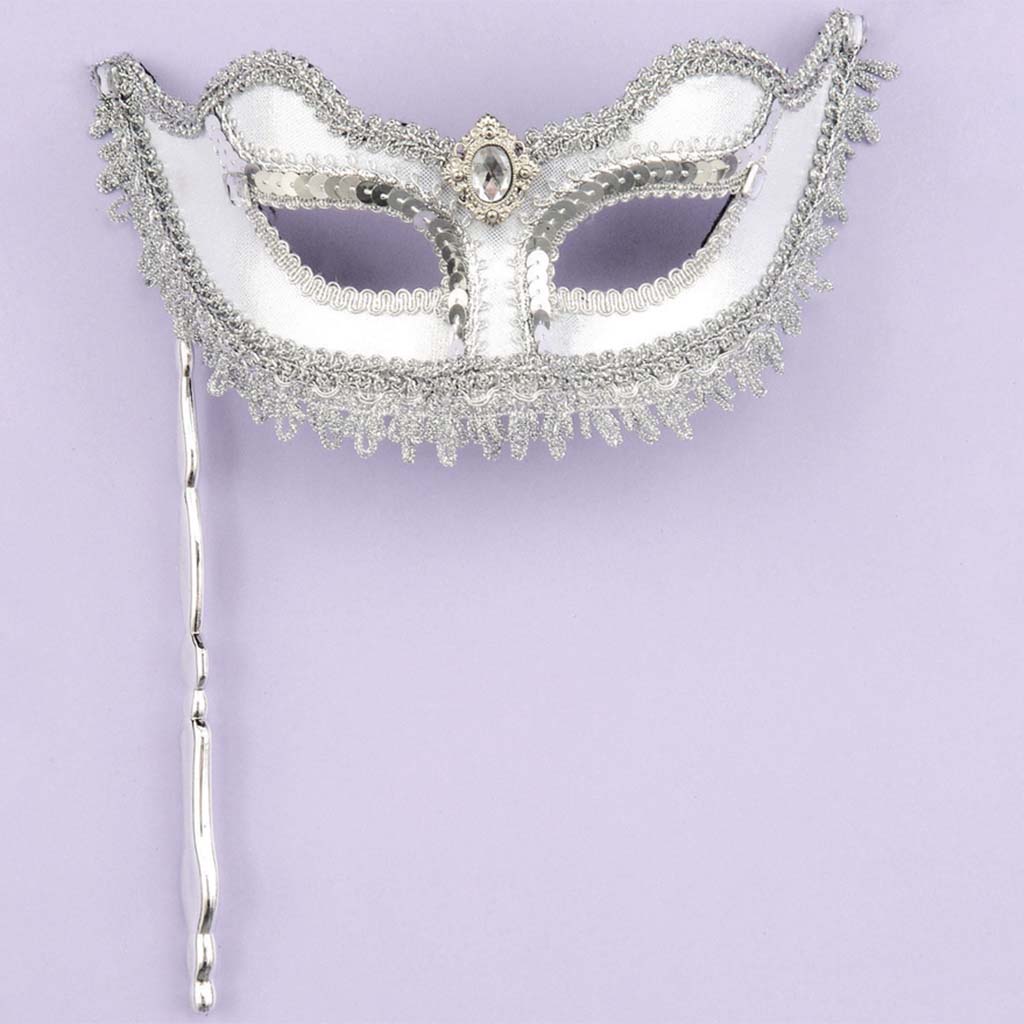 Venetian Mask with Stick, Silver