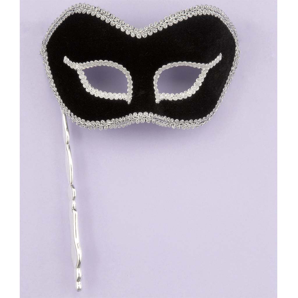 Venetian Mask with Stick, Black