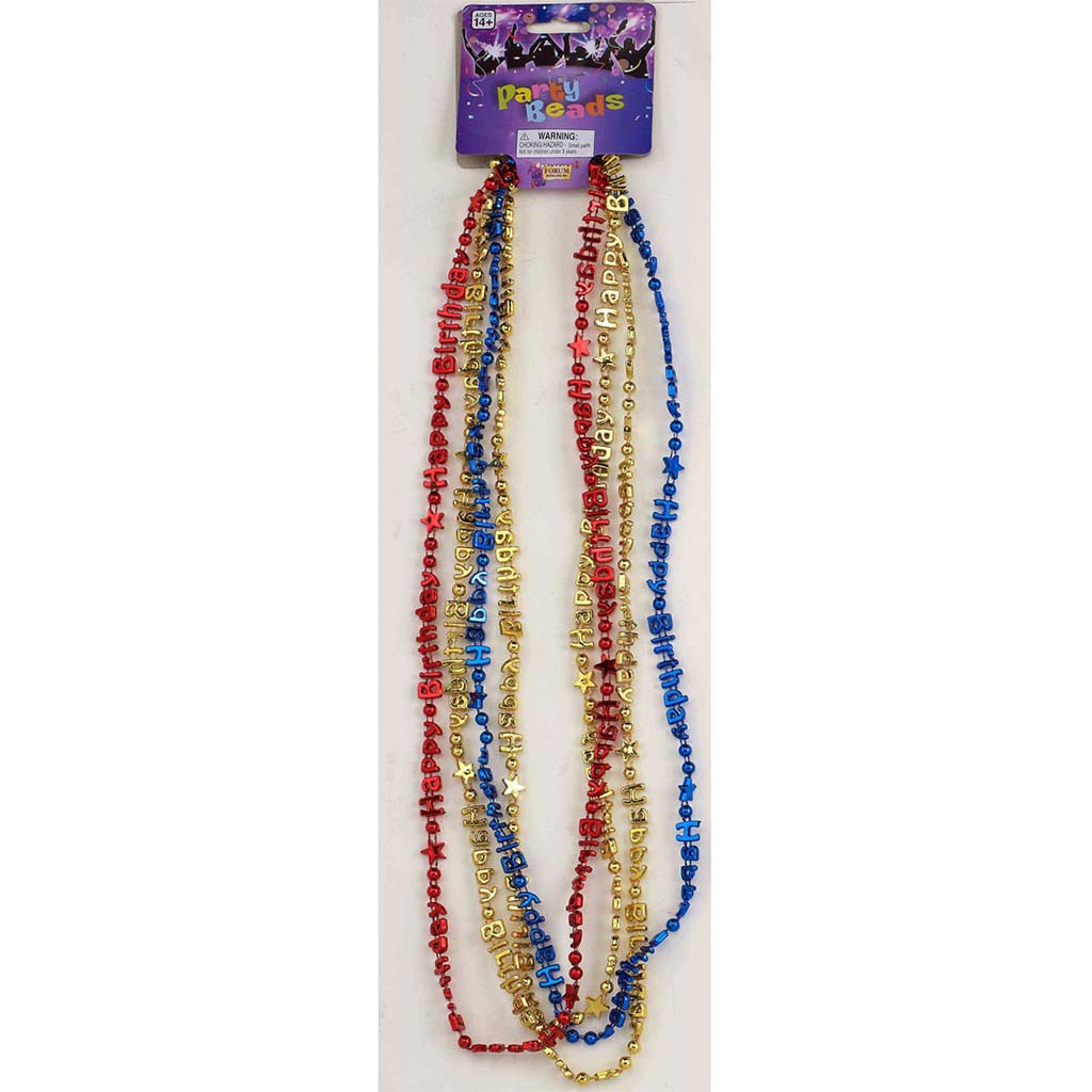 Bead Necklace Birthday Red/Blue/Gold