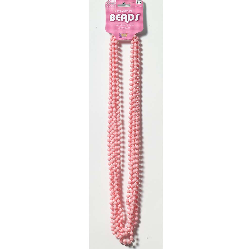 Bead Necklace Metallic Light Pink-33&quot;6/Hc