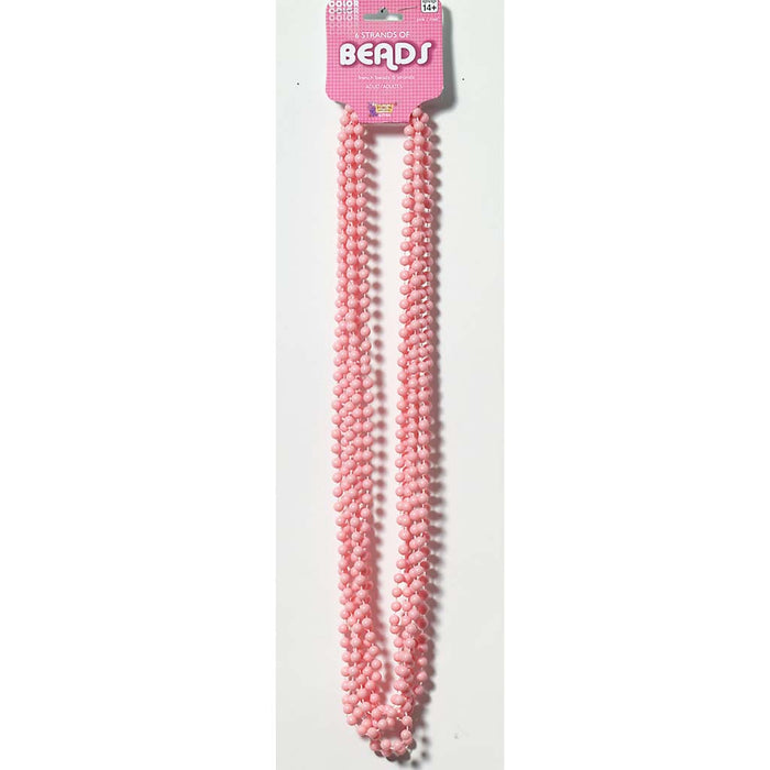Bead Necklace Metallic Light Pink-33"6/Hc