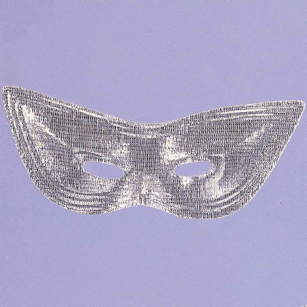 Metallic Lame Harlequin Eye Mask, Silver