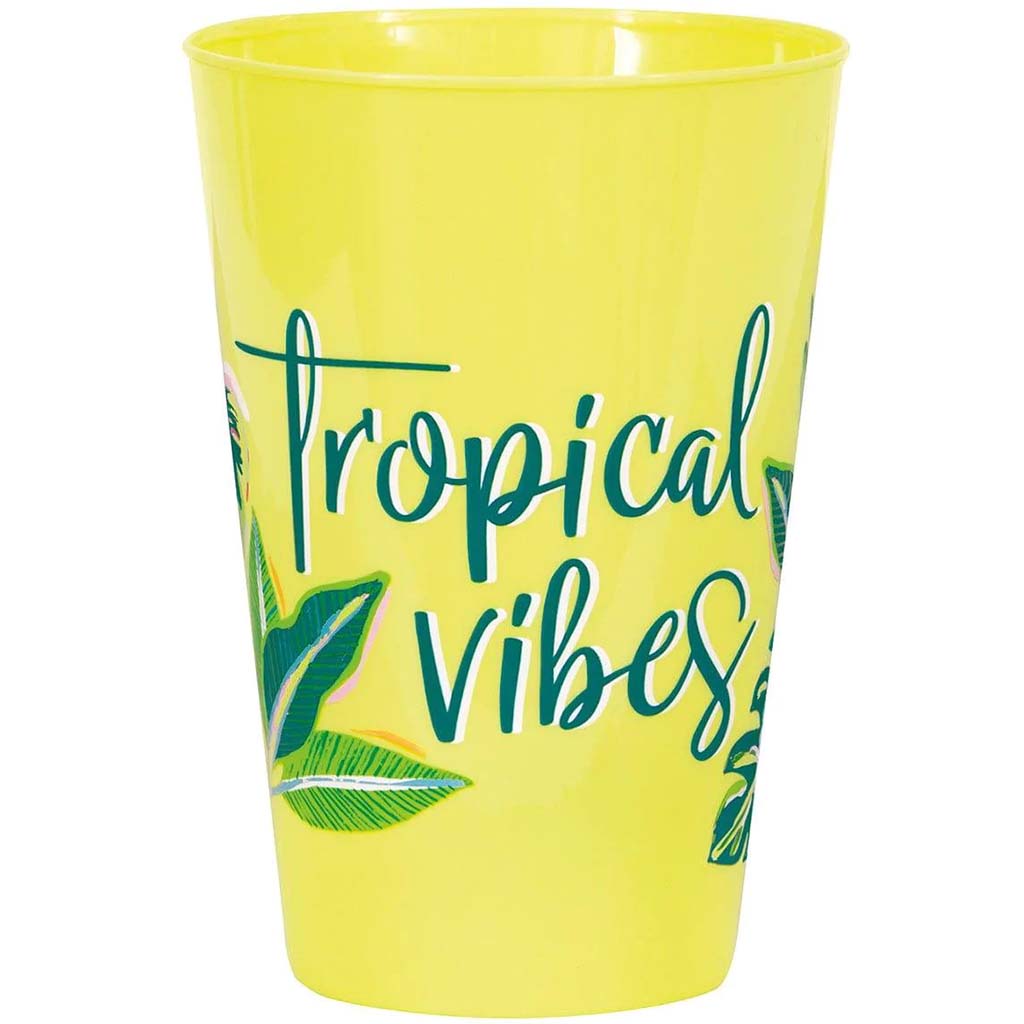 Tropical Leaves Plastic Cup 16oz, 6ct