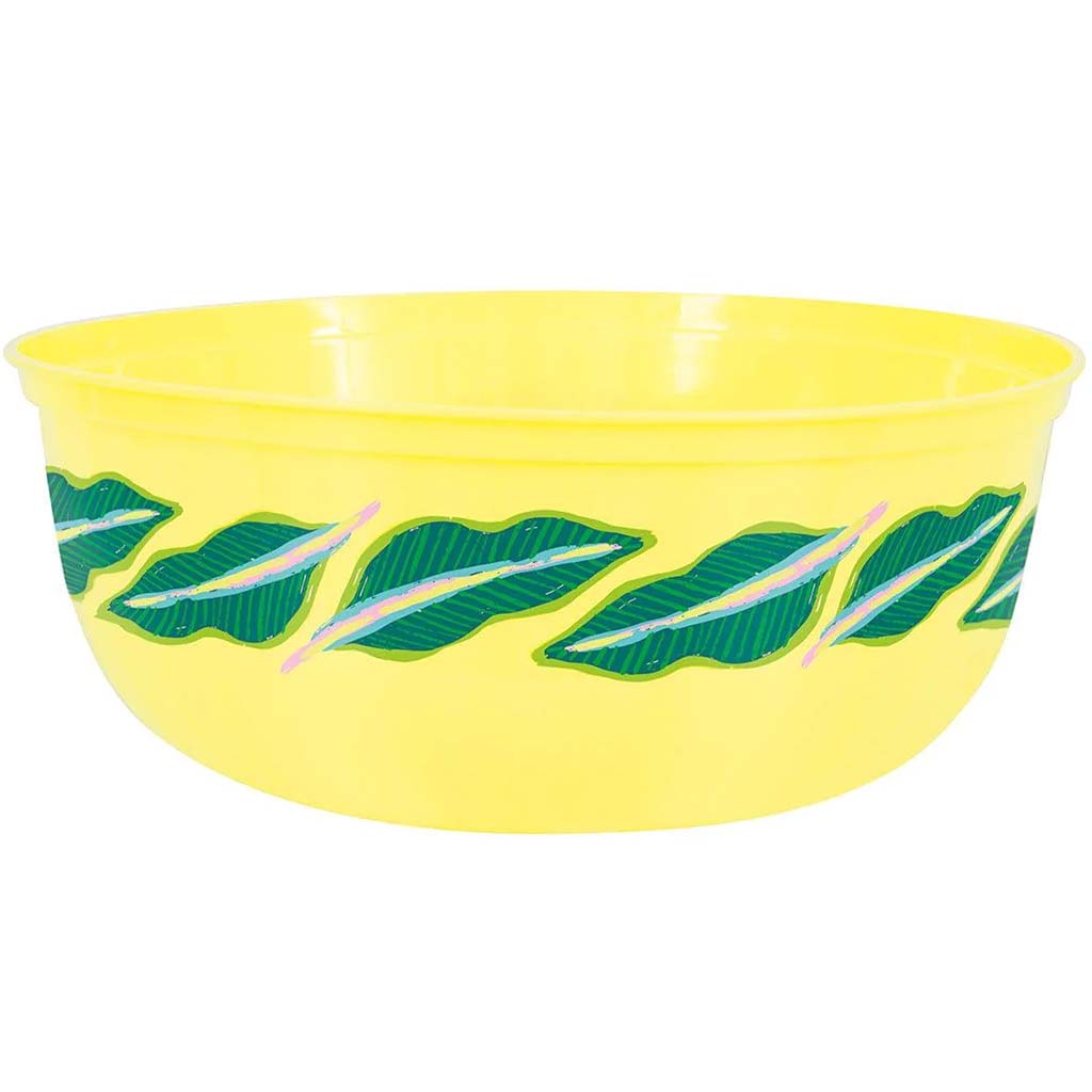 Tropical Leaves Yellow Plastic Bowl