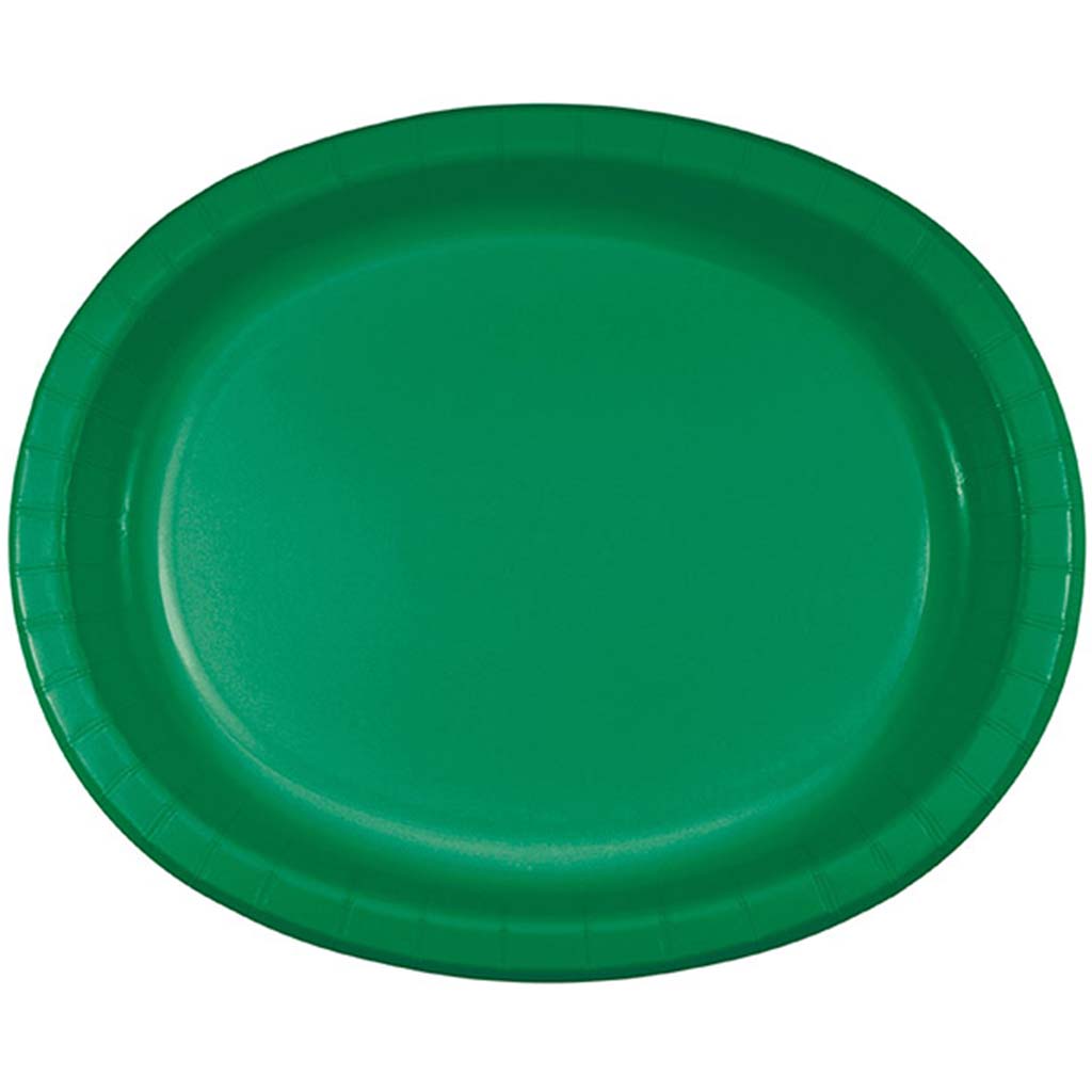 Emerald Green Oval Plates, 8ct