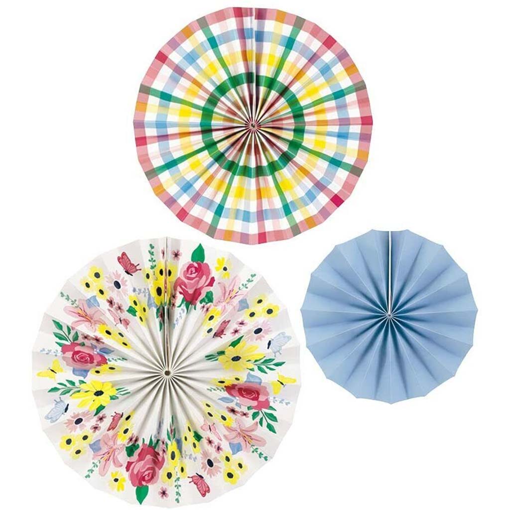 Pastel Floral Paper Fan Kit, 3ct