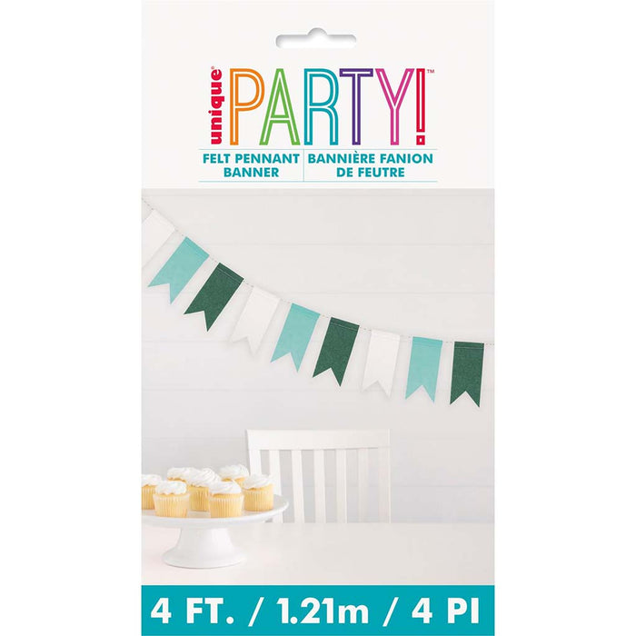 Light Green/Dark Green/White Pennant Banner, 4ft