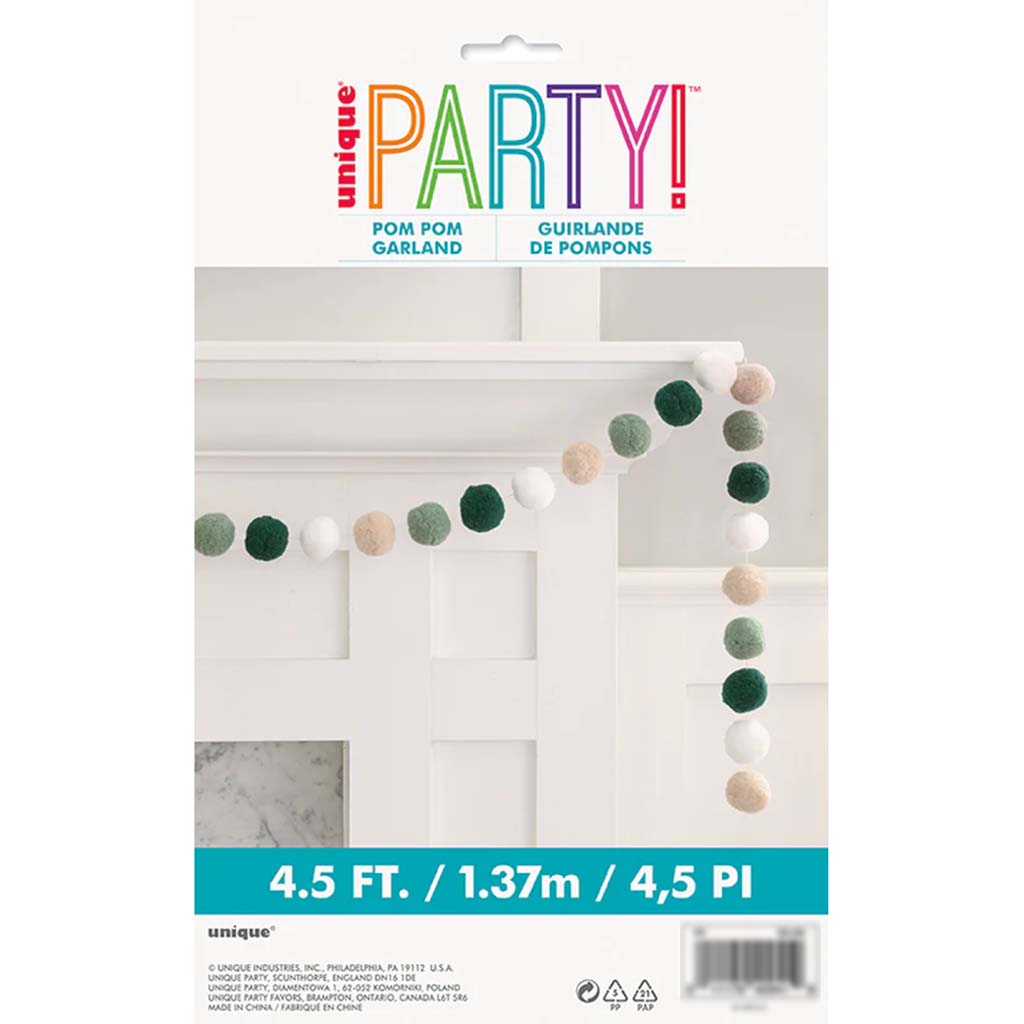 Botanical Felt Pom Pom Garland, 4.5ft