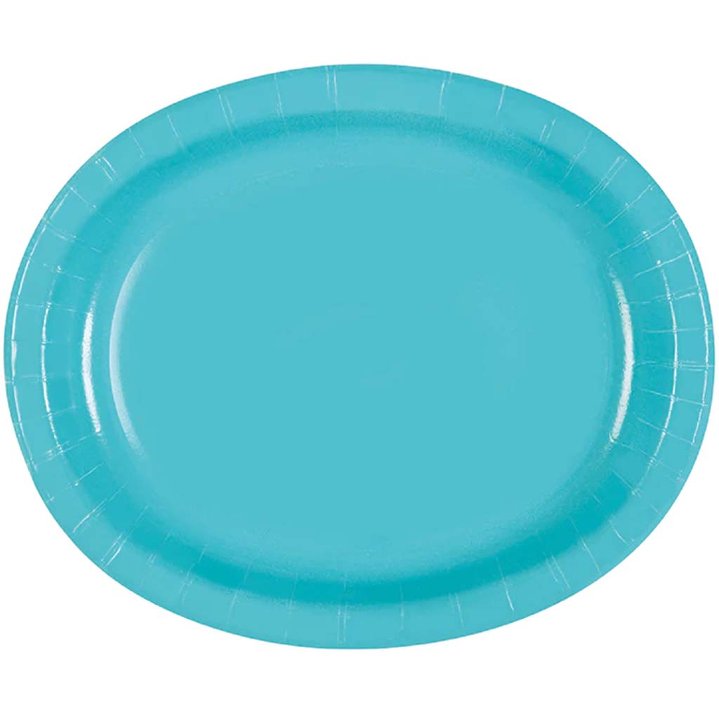 Terrific Teal Oval Plates, 8ct