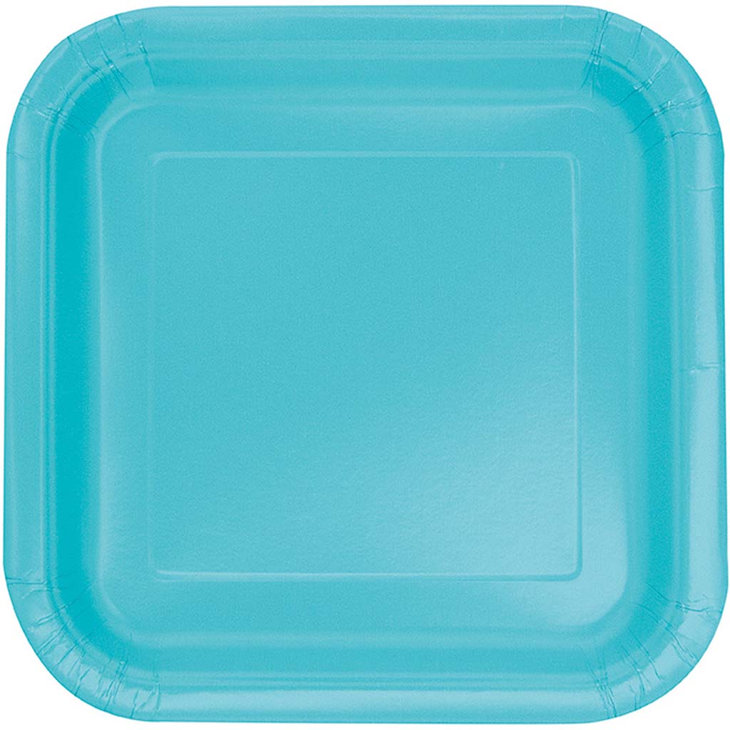 Terrific Teal Square Dinner Plates 9in, 14ct