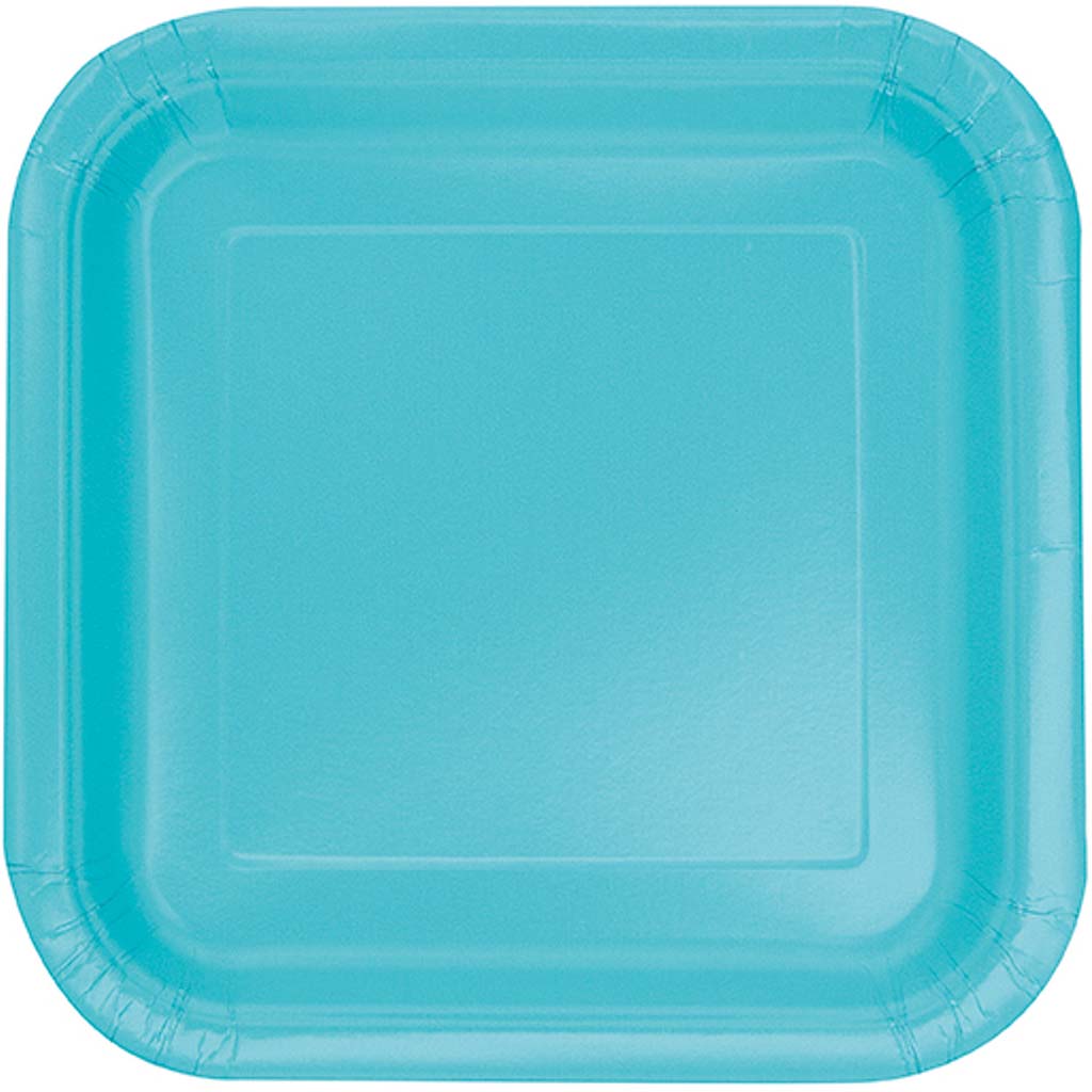 Terrific Teal Square Dessert Plates 7in, 16ct