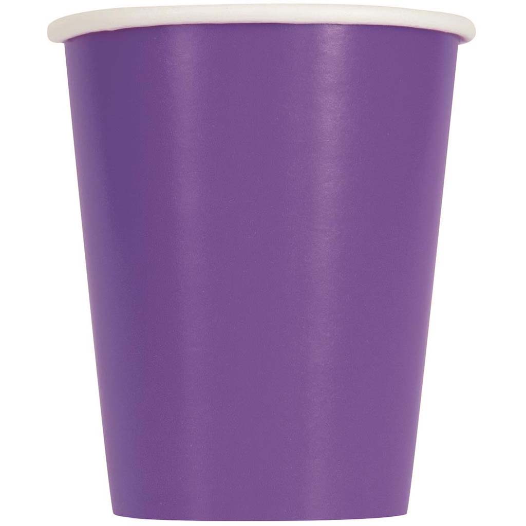 Neon Purple Paper Cups 9oz, 8ct