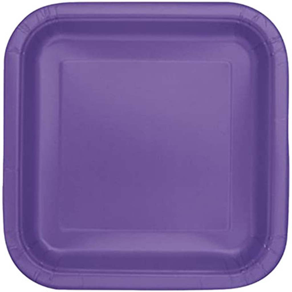 Neon Purple Square Dinner Plates 9in, 14ct