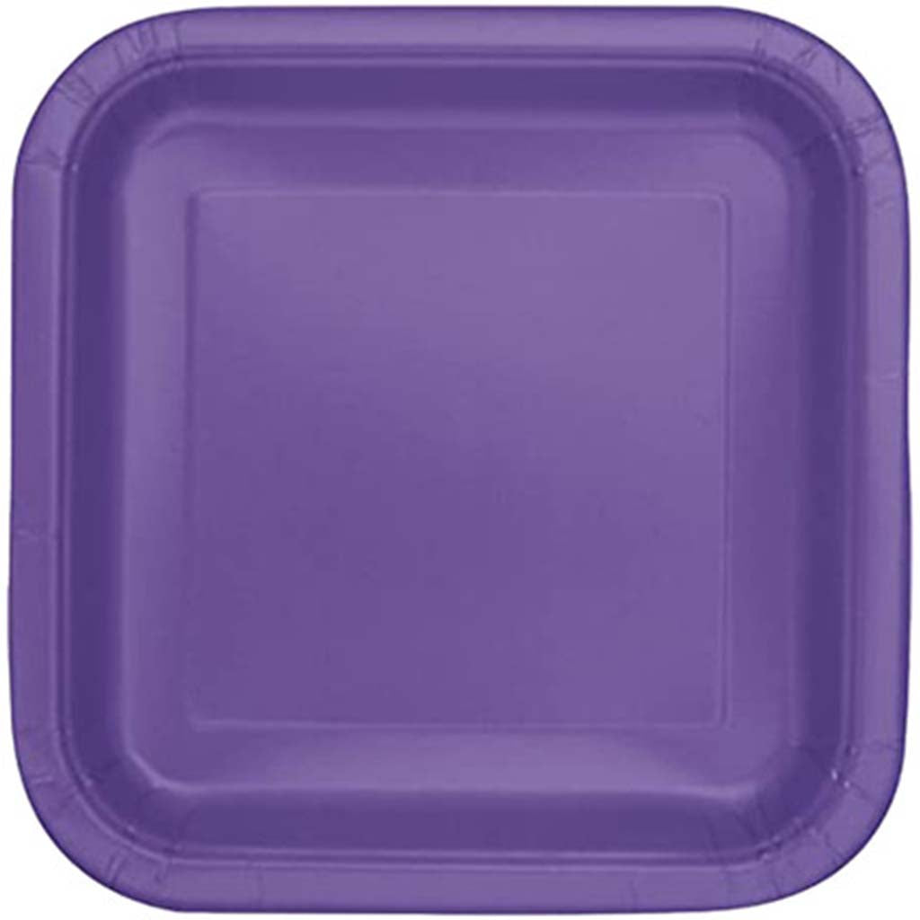 Neon Purple Square Dessert Plates 7in, 16ct