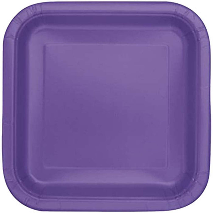 Neon Purple Square Dessert Plates 7in, 16ct