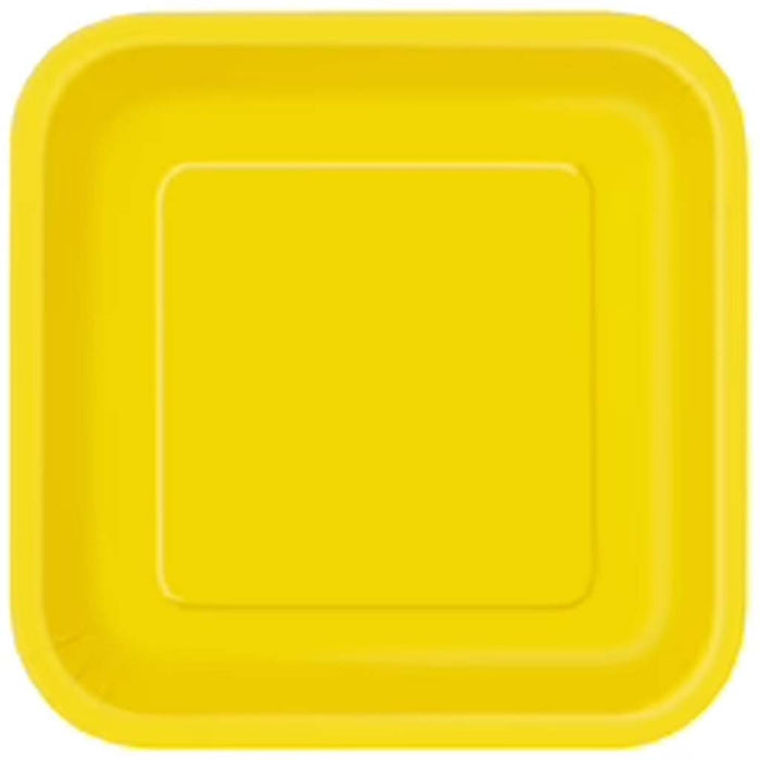 Neon Yellow Square Dessert Plates 7in, 16ct