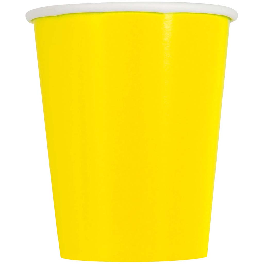 Neon Yellow Paper Cups 10ct, 12oz