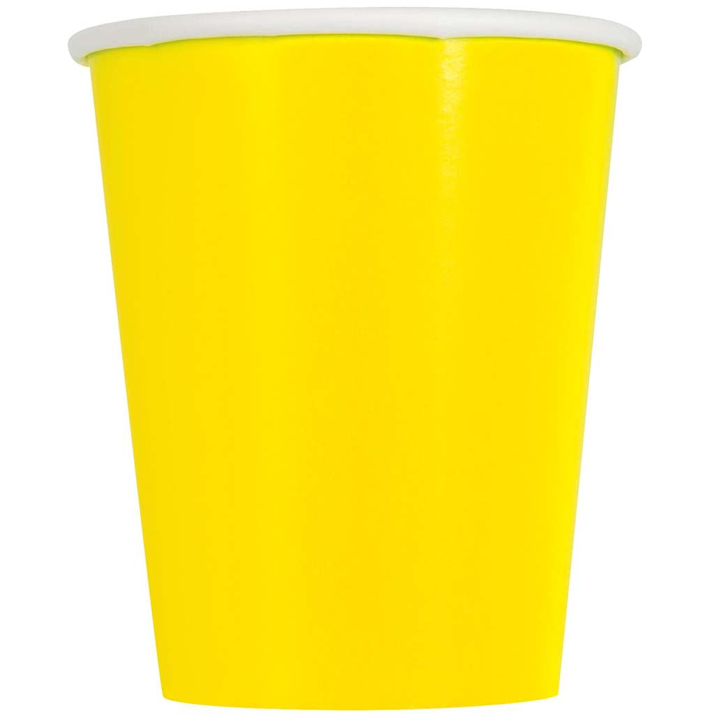 Neon Yellw Paper Cups 9oz, 8ct