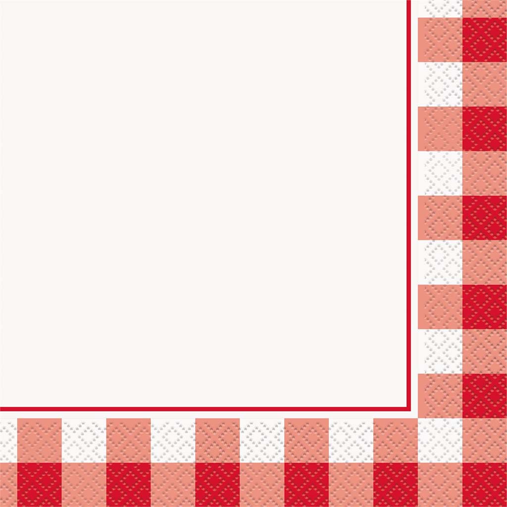 Red Gingham Lunch Napkins, 16ct