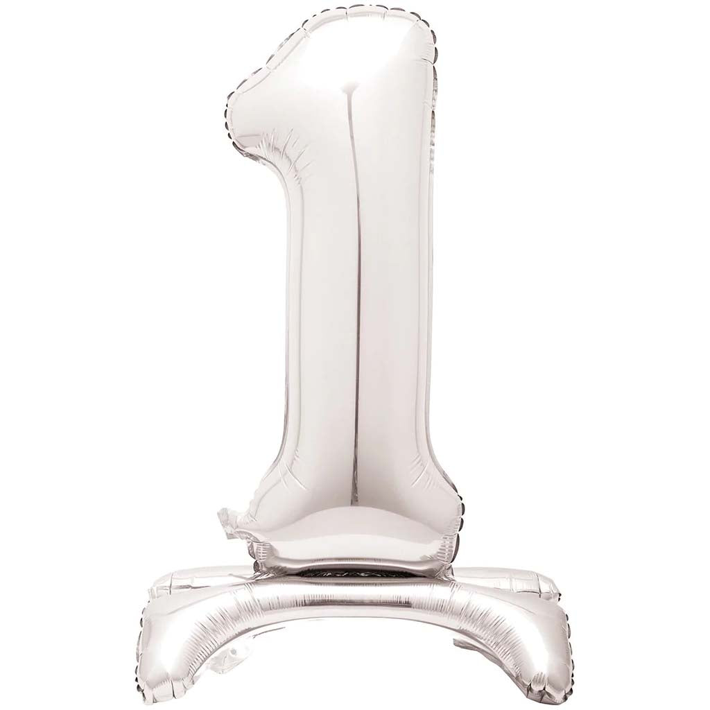 Silver Foil Stand Number Balloon 1, 30in