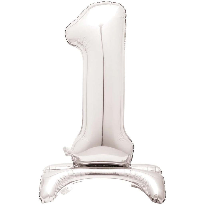 Silver Foil Stand Number Balloon 1, 30in