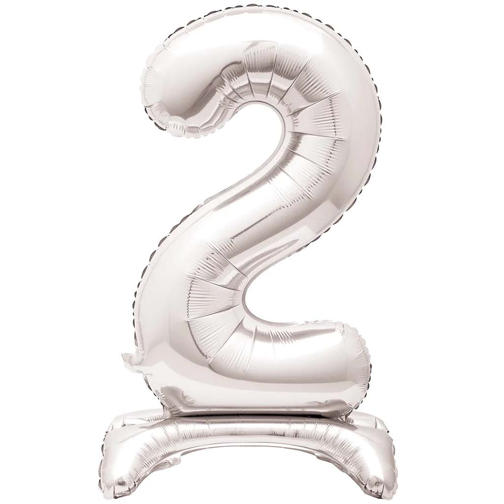 Silver Foil Stand Number Balloon 2, 30in