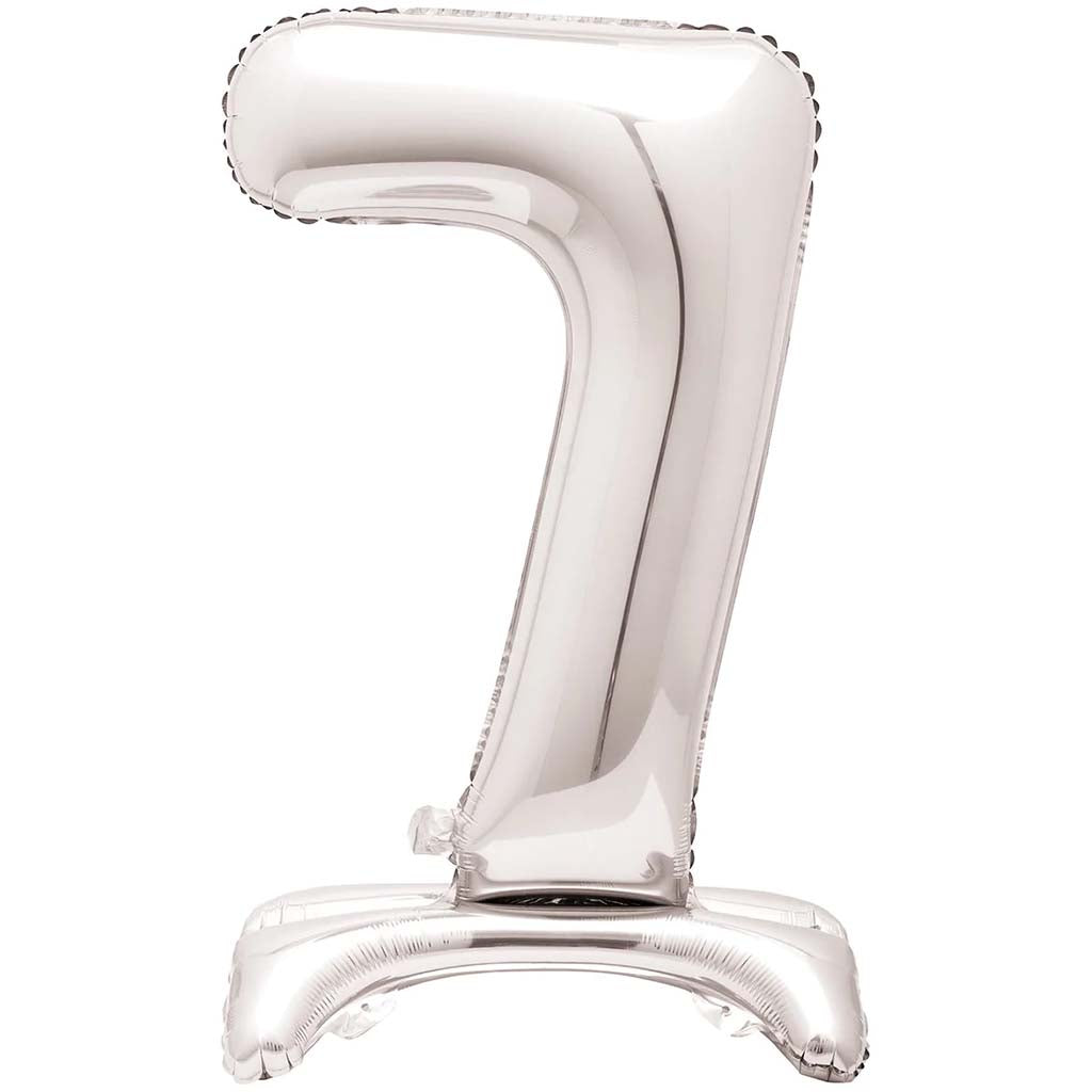 Silver Foil Stand Number Balloon 7, 30in