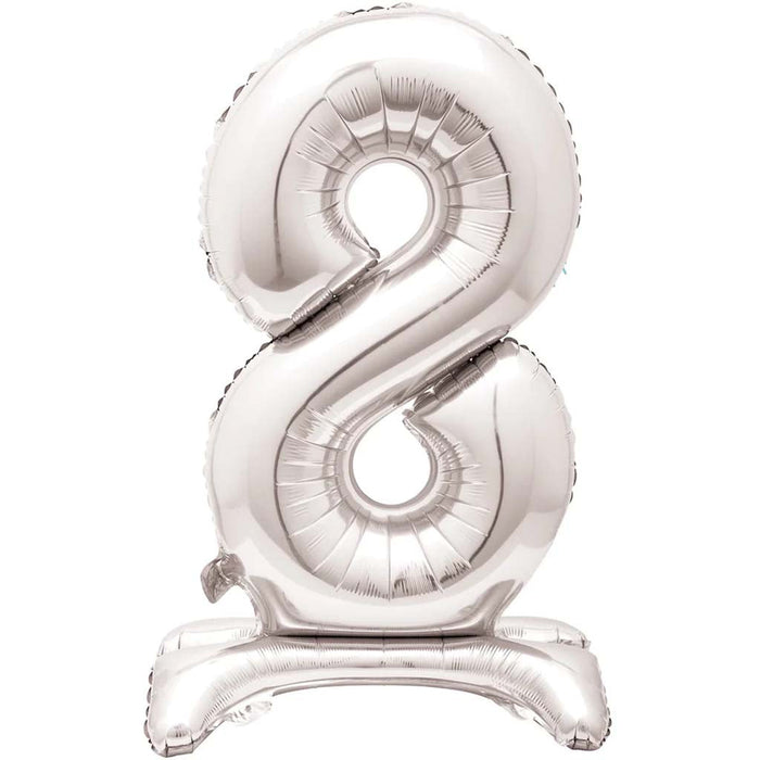 Silver Foil Stand Number Balloon 8, 30in
