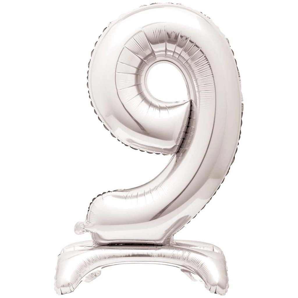 Silver Foil Stand Number Balloon 9, 30in