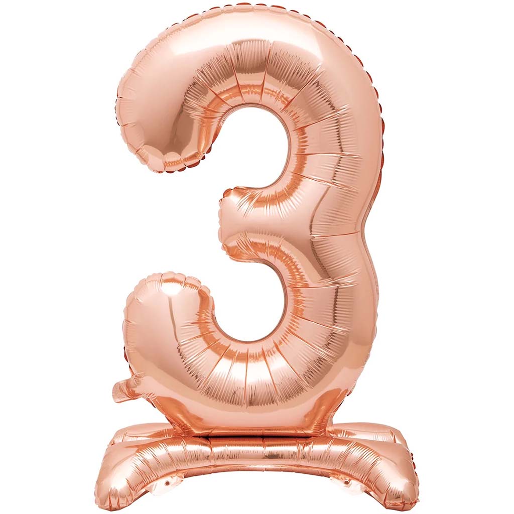 Gold Foil Stand Number Balloon 3, 30in