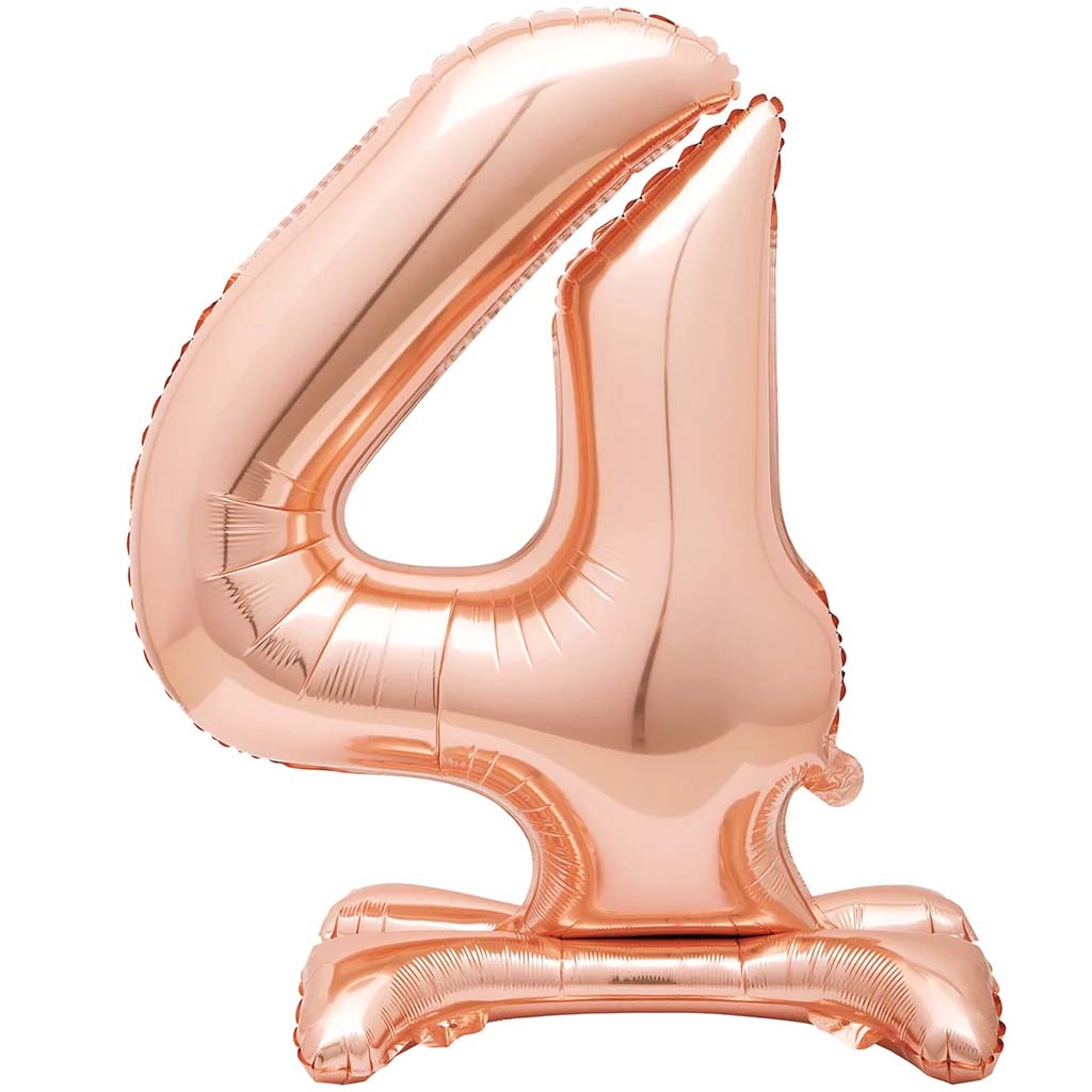 Gold Foil Stand Number Balloon 4, 30in