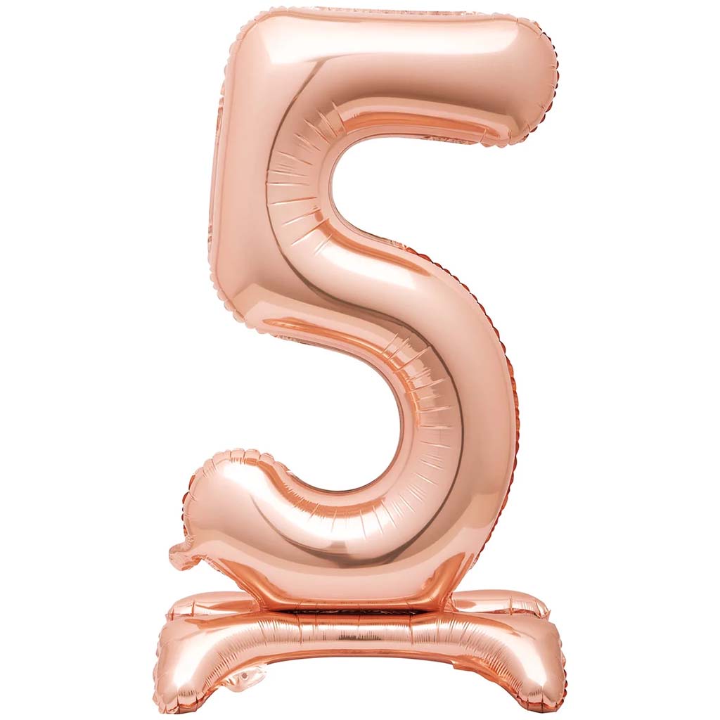 Gold Foil Stand Number Balloon 5, 30in