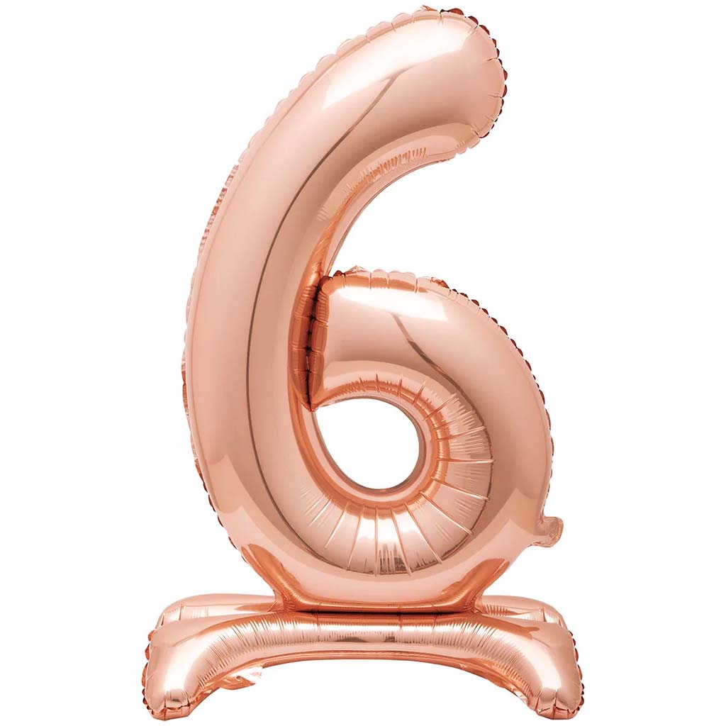 Gold Foil Stand Number Balloon 6, 30in