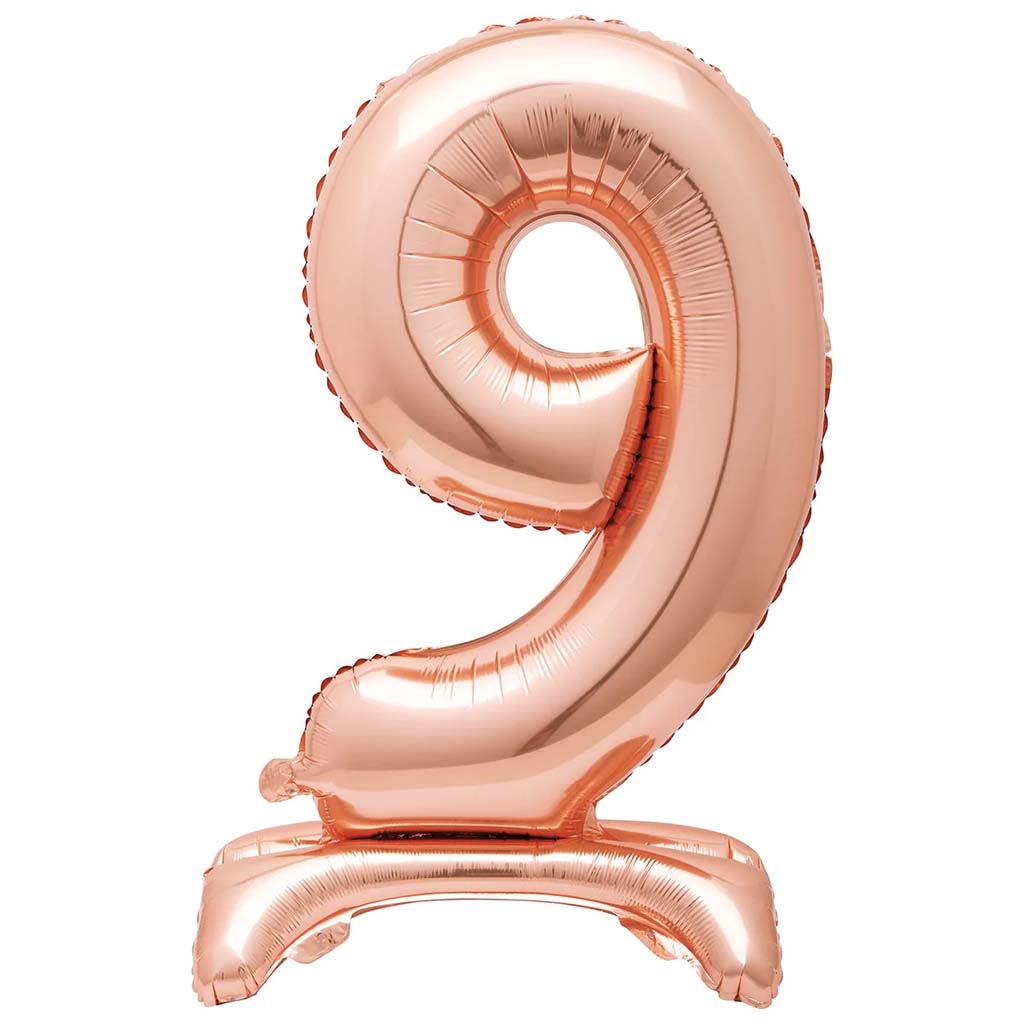 Gold Foil Stand Number Balloon 9, 30in