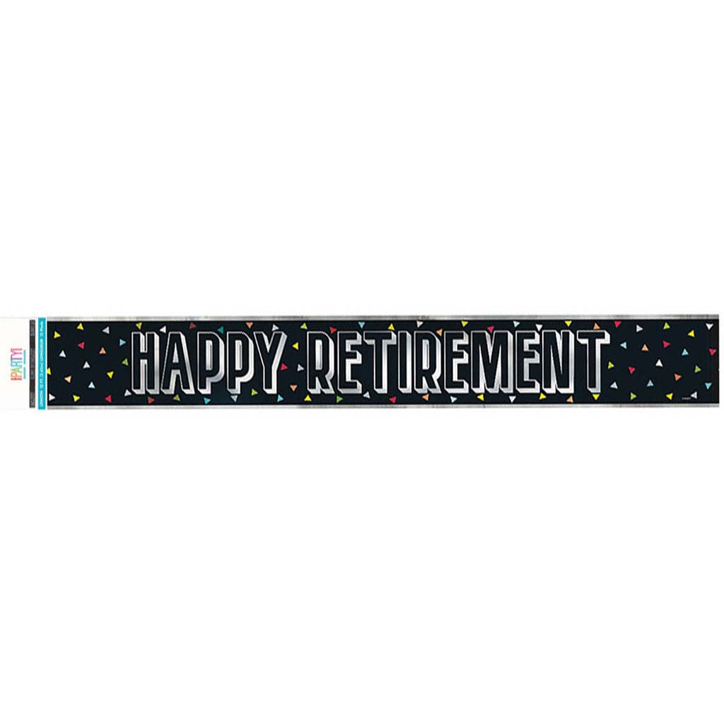 Black Happy Retirmnt Foil Banner, 12ft