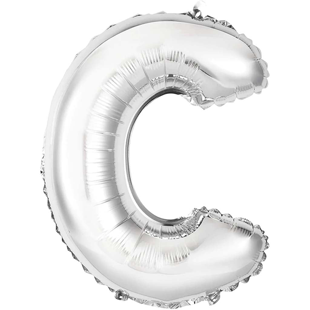 Silver Foil Balloon letter C, 14in