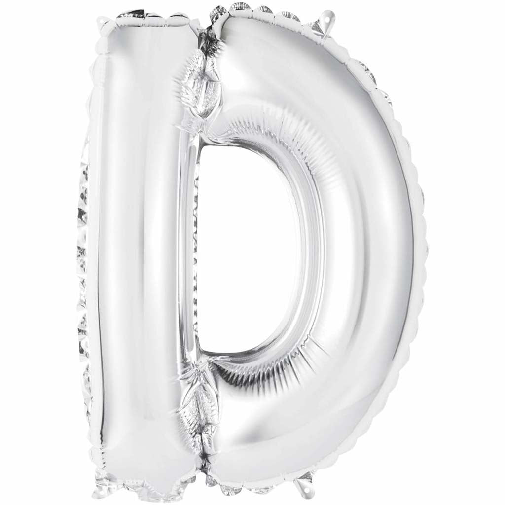 Silver Foil Balloon letter D, 14in