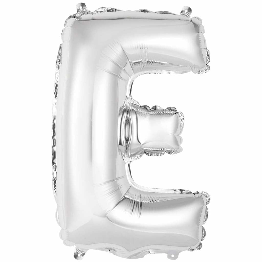 Silver Foil Balloon letter E, 14in