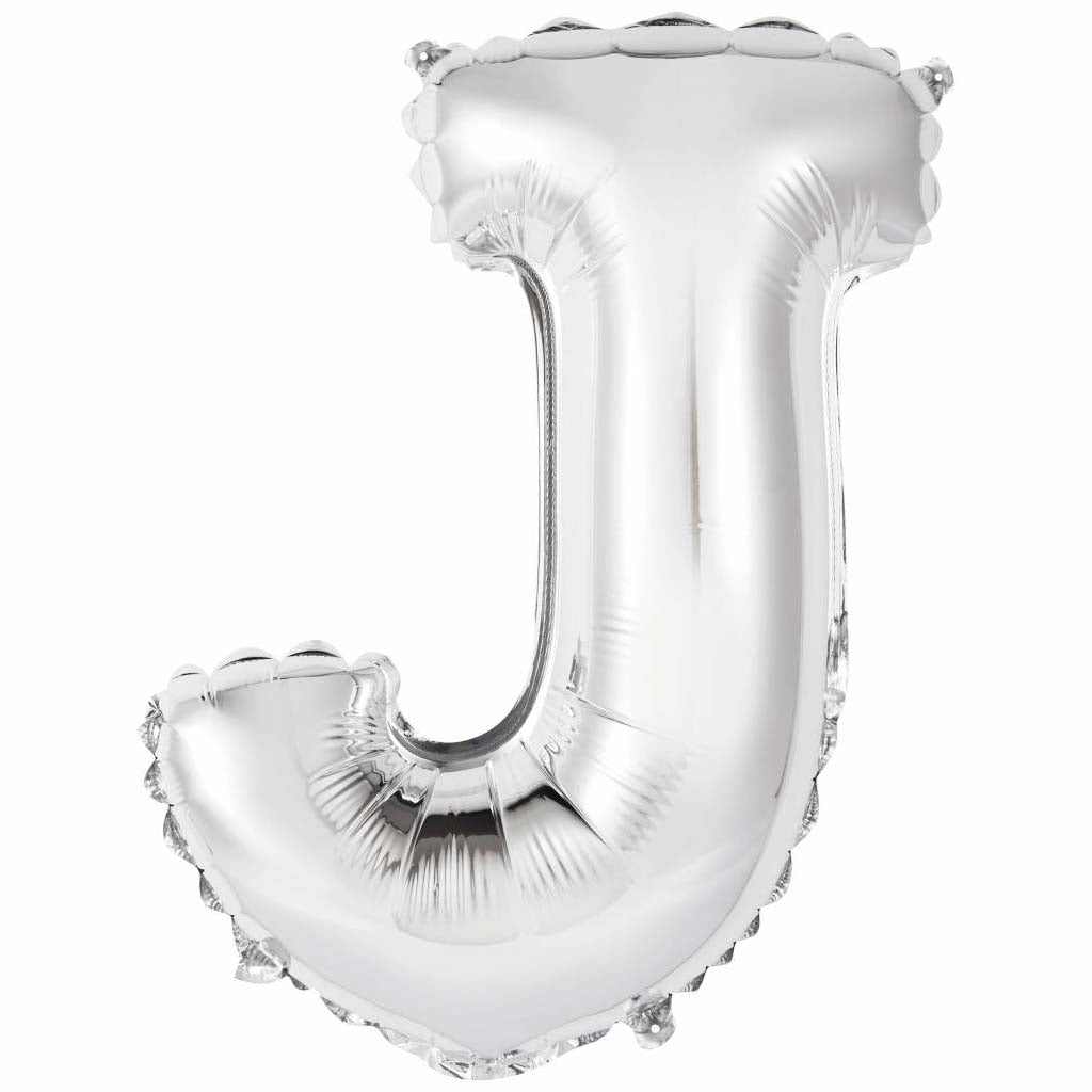 Silver Foil Balloon letter J, 14in