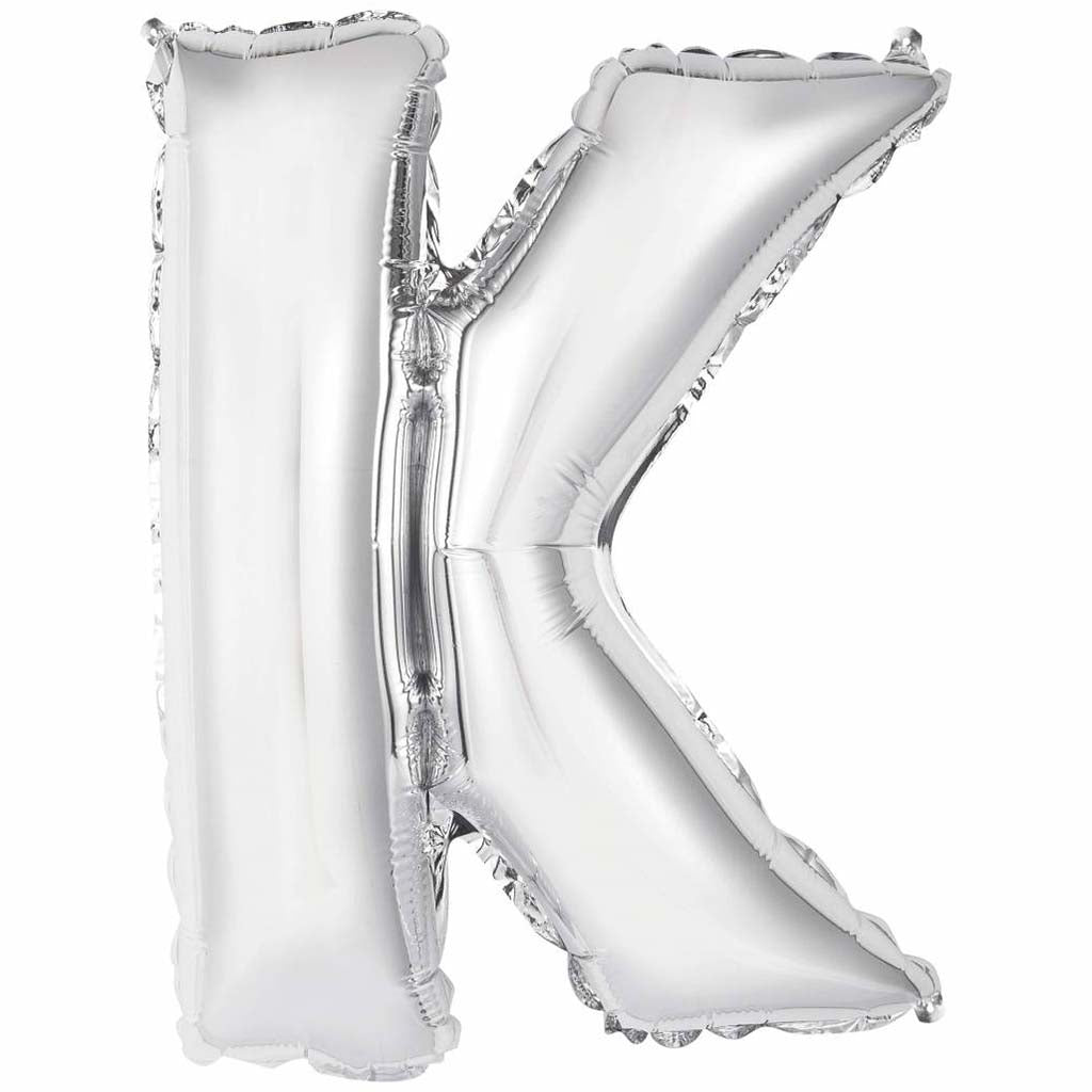 Silver Foil Balloon letter K, 14in