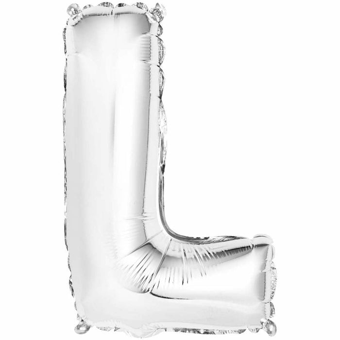 Silver Foil Balloon letter L, 14in