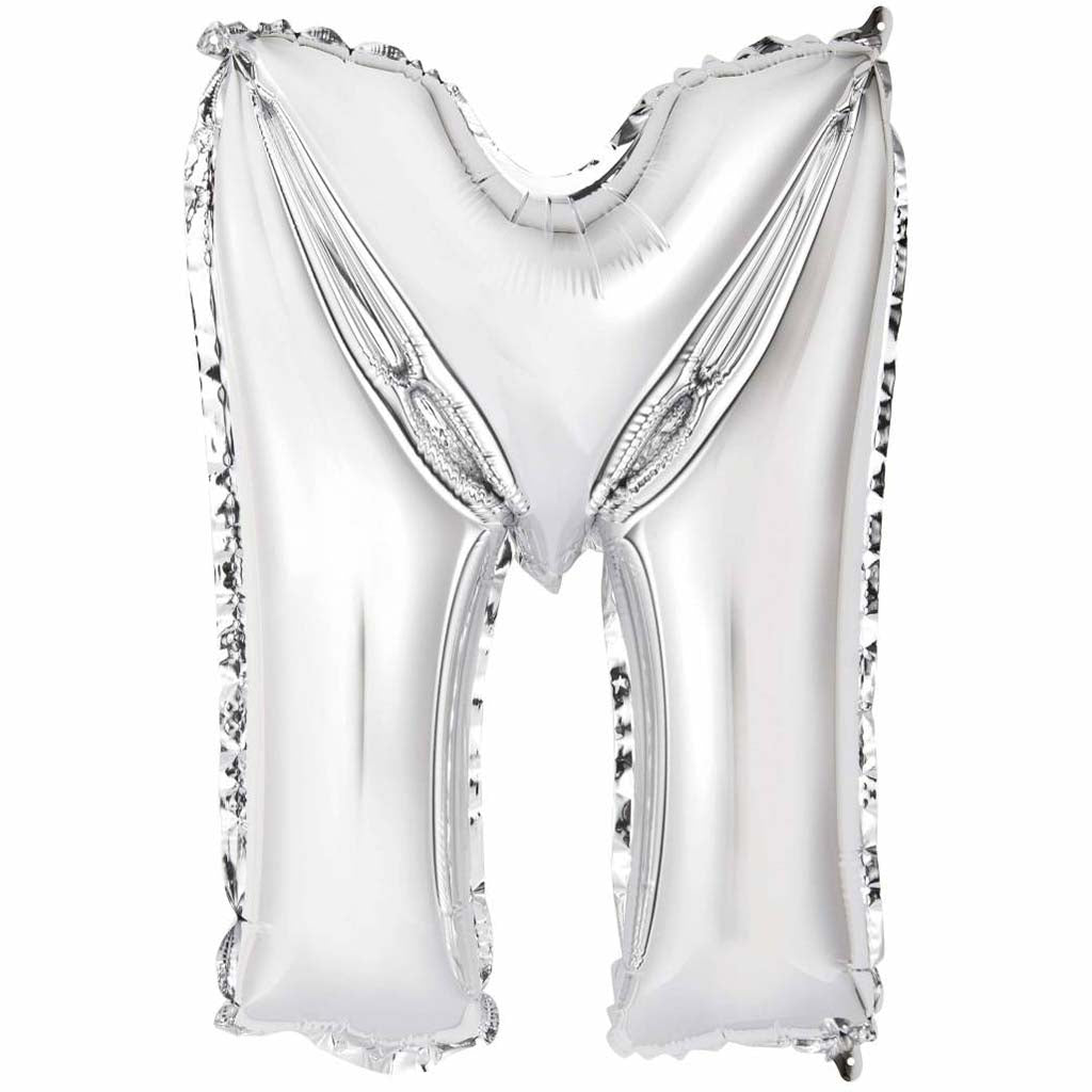 Silver Foil Balloon letter M, 14in