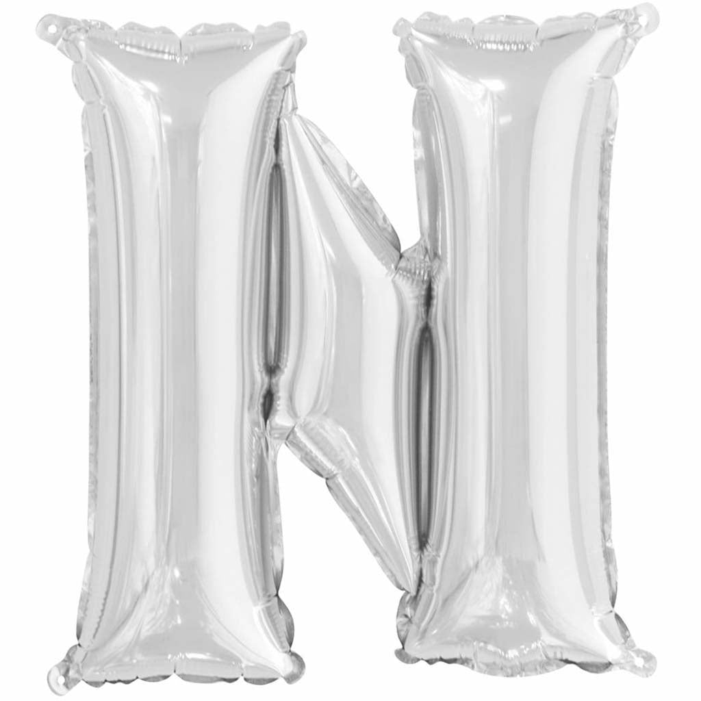 Silver Foil Balloon letter N, 14in